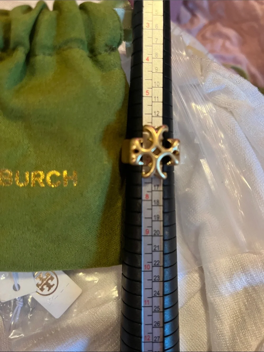Tory Burch Gold Logo Openwork Ring